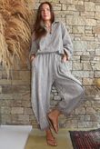 Sundaze Cheesecloth Chalk Stripe Boyfriend Shirt Mocha & White